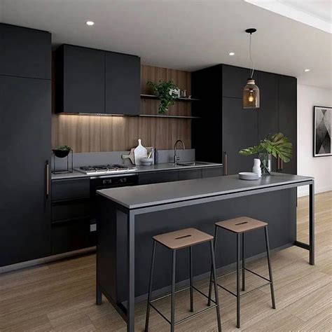 black steel minimal kitchen cabinets|black kitchen cabinets.